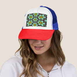 Groene sterren Bloemenpatroon Trucker Pet
