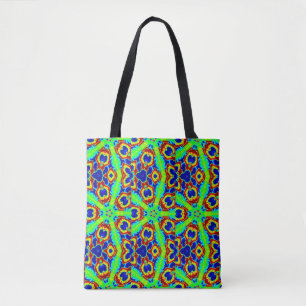 groene sterren florale geometrie tote bag