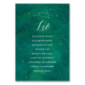 Groene Sterren Galaxy Bruiloft Zitkaart Kaart Leo (Voorkant)