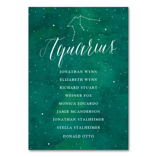 Groene Sterren Galaxy Zitkaart Kaart Aquarius (Voorkant)