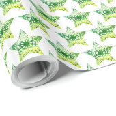 Groene sterren kerst kerst elegant cadeaupapier (Rol Hoek)