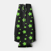 Groene sterren op zwart patroon flesjeskoeler (Achterkant)