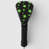 Groene sterren op zwart patroon golfheadcover (Voorkant)