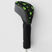 Groene sterren op zwart patroon golfheadcover (Schuin)