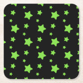 Groene sterren op zwart patroon kartonnen onderzetters (Voorkant)