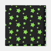 Groene sterren op zwart patroon magneet (Voorkant)