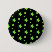 Groene sterren op zwart patroon ronde button 5,7 cm (Voorkant)