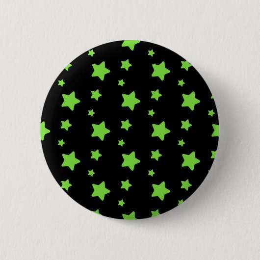 Groene sterren op zwart patroon ronde button 5,7 cm (Voorkant)