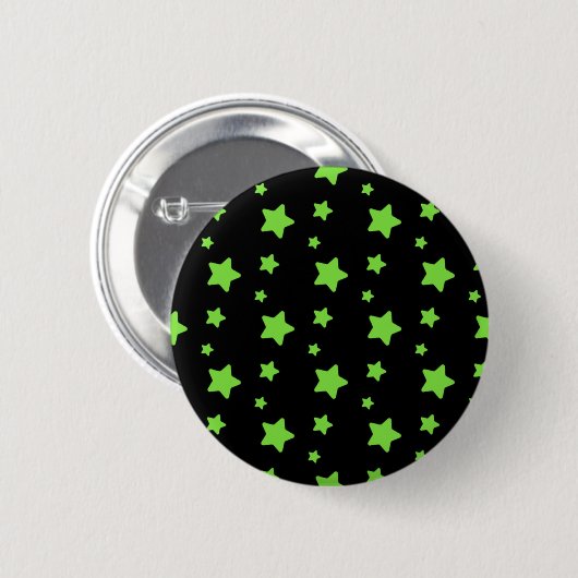 Groene sterren op zwart patroon ronde button 5,7 cm (Voorkant /achterkant)