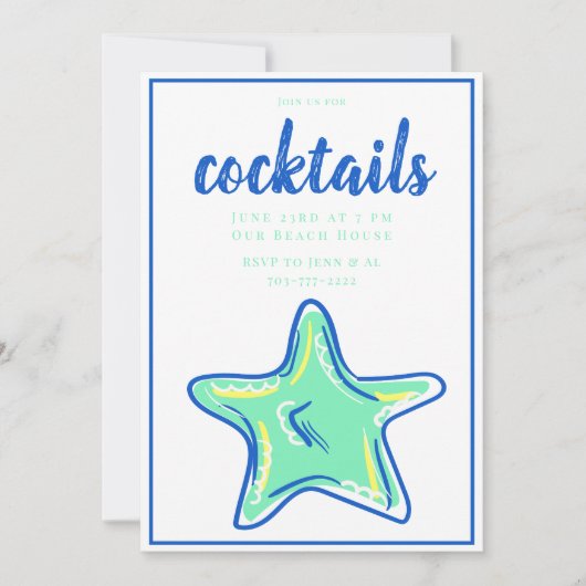 Groene Stervis Cocktailparty  Kaart (Voorkant)