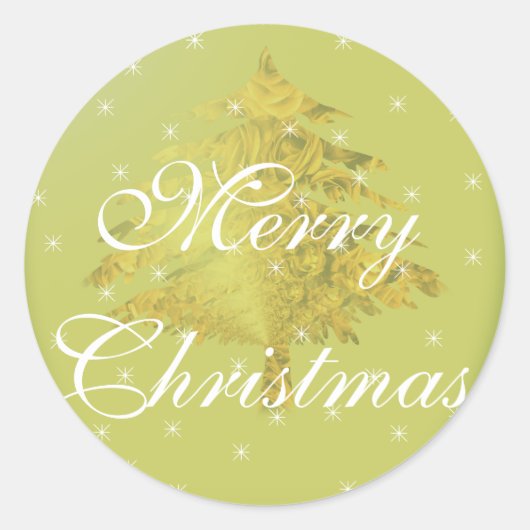 Groene Sticker gouden kerstboom met sterren (Voorkant)