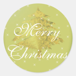 Groene Sticker gouden kerstboom met sterren