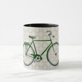Groene stijl fiets en Retro Art Mok (Midden)