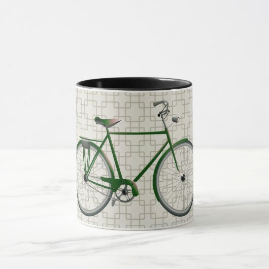 Groene stijl fiets en Retro Art Mok (Midden)
