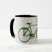 Groene stijl fiets en Retro Art Mok (Voorkant links)