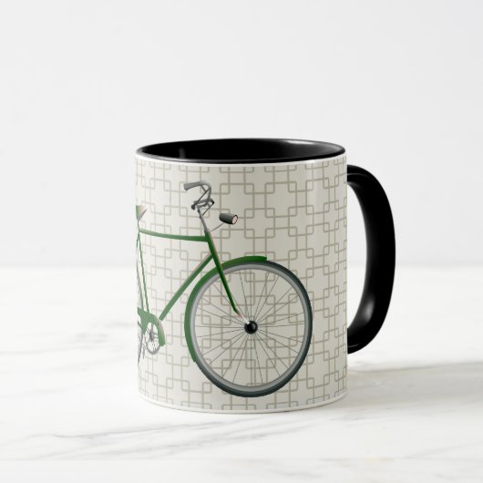 Groene stijl fiets en Retro Art Mok (Voorkant rechts)