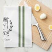 Groene  stijl Franse zak met aangepaste naam Theedoek (Quarter Fold)