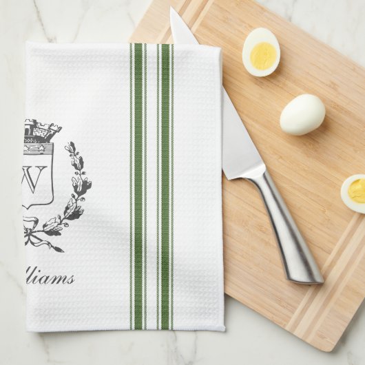 Groene  stijl Franse zak met aangepaste naam Theedoek (Quarter Fold)