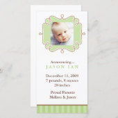 Groene stijlvolle fotolijst geboorteaankondigingen aankondiging (Voorkant / Achterkant)