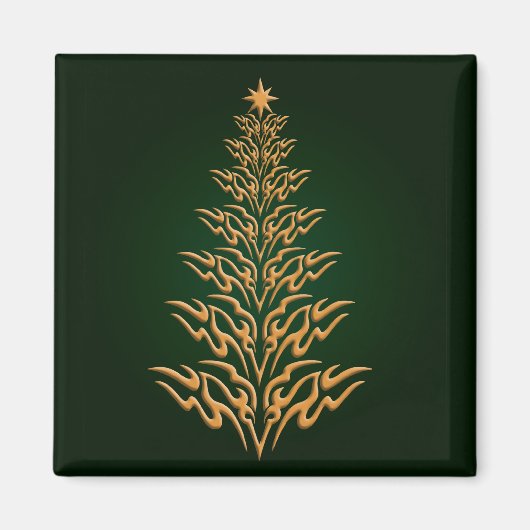 Groene stijlvolle kerstboom Magnet (Voorkant)