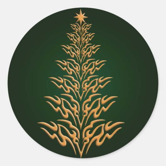 Groene Stijlvolle Kerstboom Stickers (Voorkant)