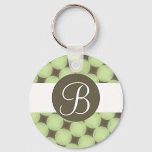 Groene stijlvolle stippen aangepaste monogram sleu sleutelhanger