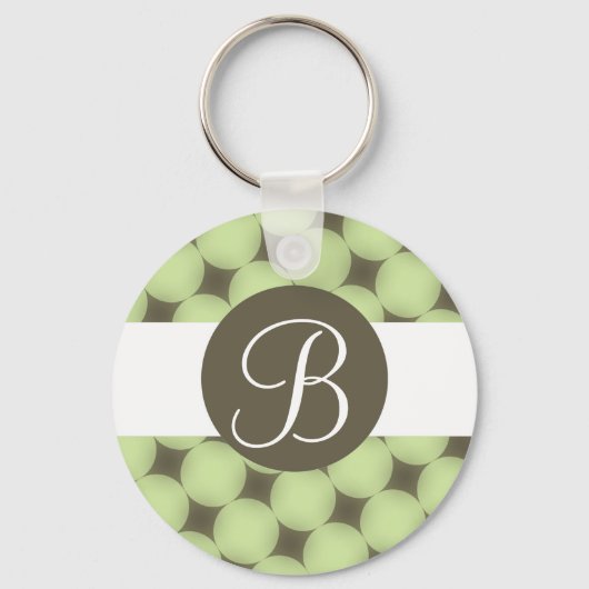 Groene stijlvolle stippen aangepaste monogram sleu sleutelhanger (Voorkant)