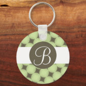 Groene stijlvolle stippen aangepaste monogram sleu sleutelhanger (Voorkant)