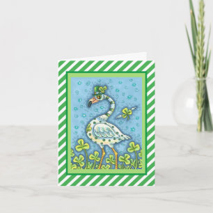 GROENE STIP FLAMINGO, GRAPPIGE ST. PATRICKS DAG FEESTDAGEN KAART