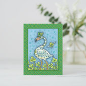 GROENE STIP FLAMINGO, GRAPPIGE ST. PATRICK'S DAG FEESTDAGENKAART (Staand voorkant)