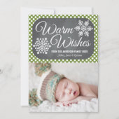 Groene Stip Krijtbord Sneeuwvlok Kerst Foto Kaart (Voorkant)