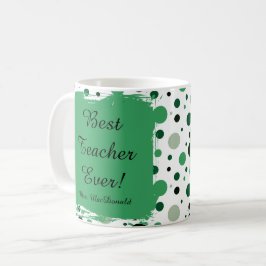 Groene stippen beste leraar ooit cadeau koffiemok