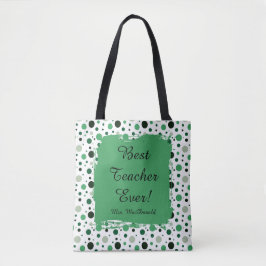 Groene stippen beste leraar ooit cadeau tote bag
