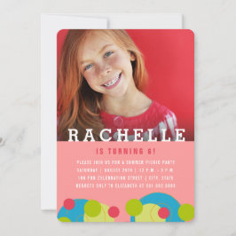 Groene Stippen Bubbels Kind Foto Girl's Verjaardag Kaart