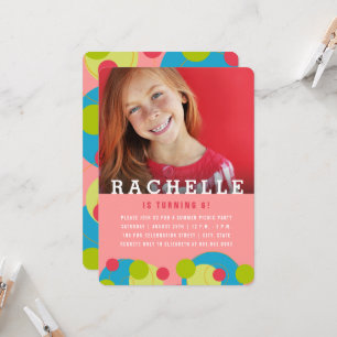 Groene Stippen Bubbels Kind Foto Girl's Verjaardag Kaart