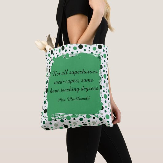Groene Stippen Docenten Waarderingsgeschenk Tote Bag (Dichtbij)