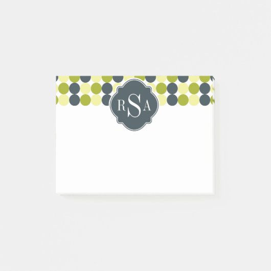 Groene Stippen en Blauwe Monogram Post-it® Notes (Voorkant)