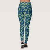 Groene Stippen met blauwe achtergrond Leggings (Achterkant)