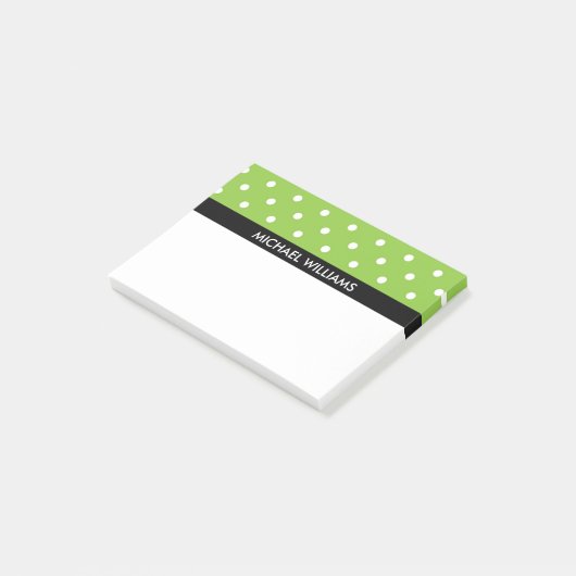 Groene Stippen met Zwarte Strepen Post-it® Notes (Schuin)
