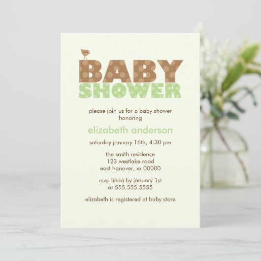 Groene Stippen Neutraal Baby shower Kaart (Staand voorkant)