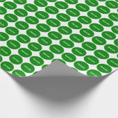 Groene Stippen op wit met naam Cadeaupapier (Hoek)