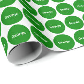 Groene Stippen op wit met naam Cadeaupapier (Rol Hoek)