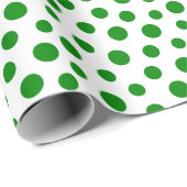 Groene Stippen op witboek Cadeaupapier (Rol Hoek)