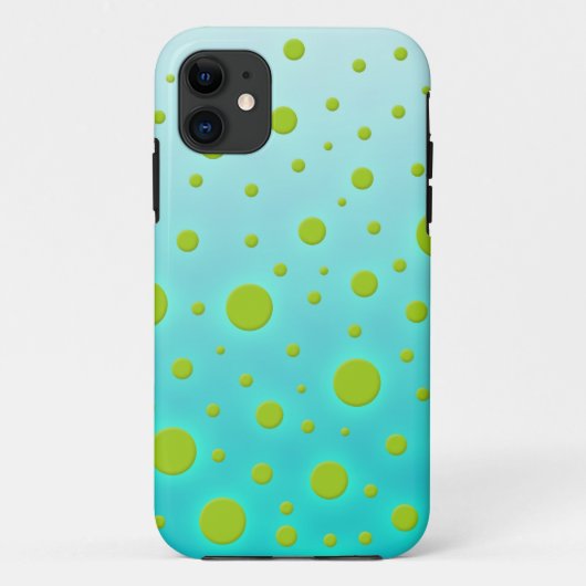 Groene stippen over turquoise pret ontwerp Case-Mate iPhone case (Achterkant)