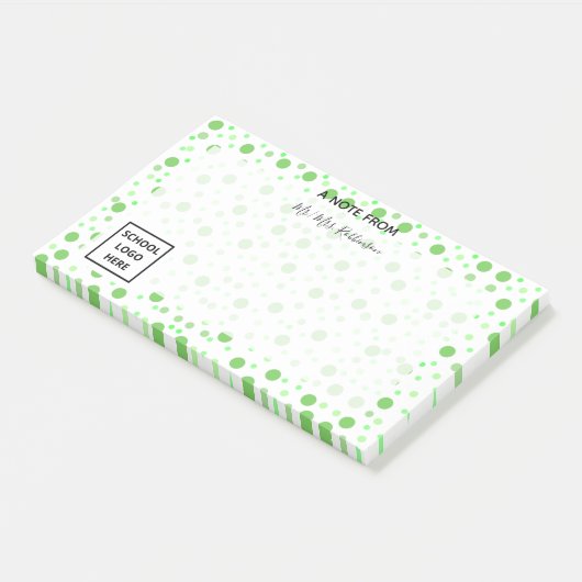 Groene Stippen Terug naar School Leraar Post-it® Notes (Schuin)