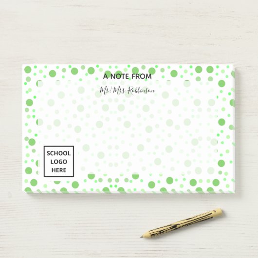 Groene Stippen Terug naar School Leraar Post-it® Notes (Op bureau)