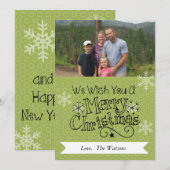 Groene Stippen Vrolijke Kerstmis Foto Vakantie Kaa Feestdagenkaart (Voorkant / Achterkant)