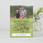 Groene Stippen Vrolijke Kerstmis Foto Vakantie Kaa Feestdagenkaart (Staand voorkant)