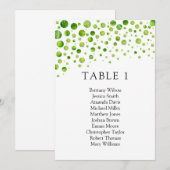 Groene stippen zitplaatskaart. Trouwtafelplan Kaart (Voorkant / Achterkant)
