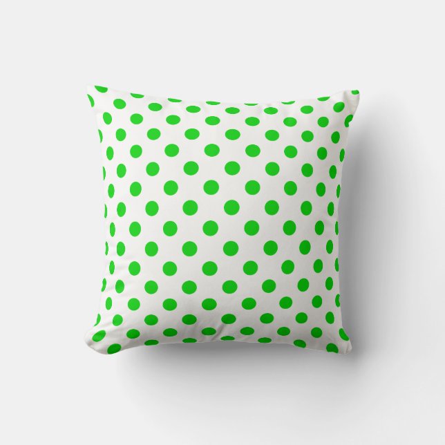 Groene Stippenpatroon op Witte Achtergrond Kussen (Voorkant)